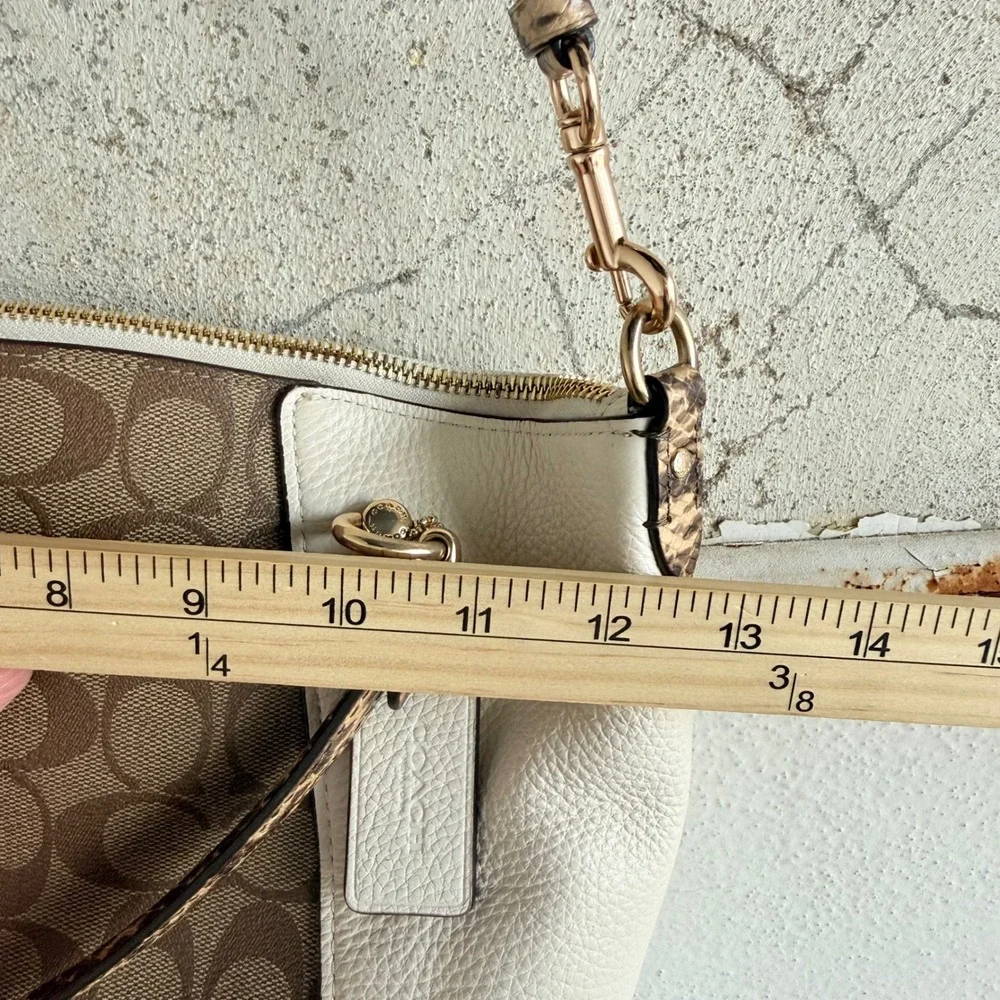 Coach Kelsey Satchel Colorblock Signature‎ Canvas Leather Bag Snakeskin C7261